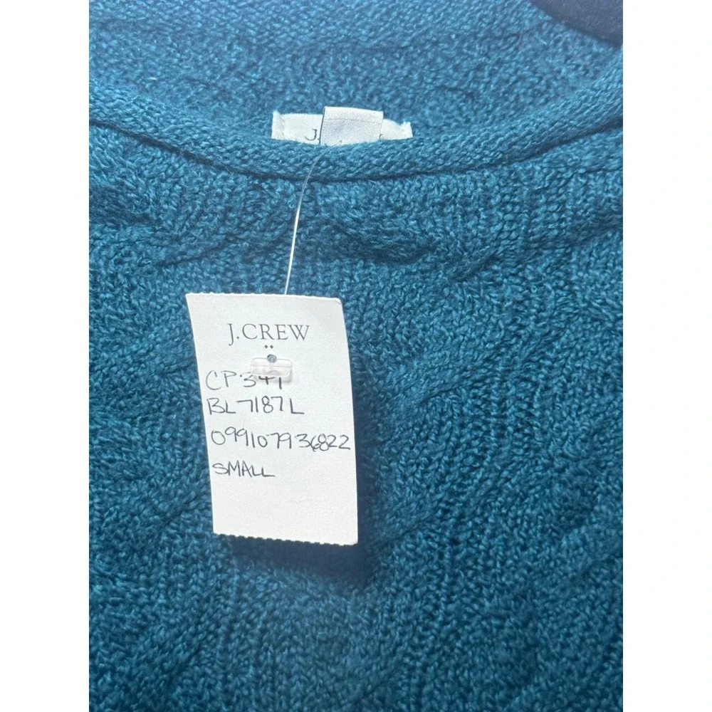 J. Crew Cable Knit Sweater Womens S Teal Blue Crewneck Classic Preppy
